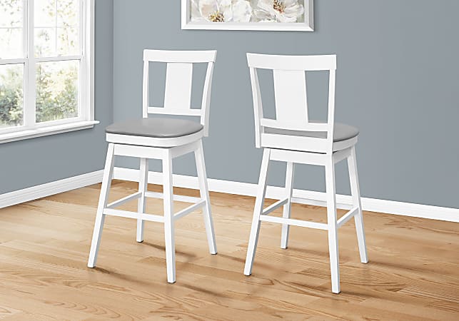 Monarch Specialties Aaron Swivel Barstools With Backs GrayWhite