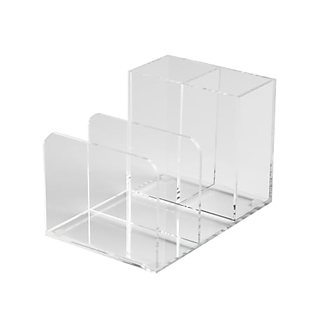 Russell &amp; Hazel Acrylic Desktop Organizer, 4&rdquo;H x 6&rdquo;W x 4&rdquo;D, Clear