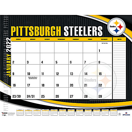 Lang Turner Licensing Monthly Desk Calendar, 22” x 17”, Pittsburgh Steelers, January To December 2022