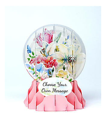 Up With Paper Everyday Pop-Up Greeting Card, Snow Globe, 5" x 3-3/4", Watercolor Bouquet