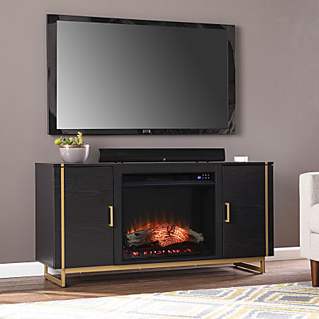 Southern Enterprises Biddenham Electric Fireplace 26 12 H x 54 W x 17 D  BlackGold - Office Depot