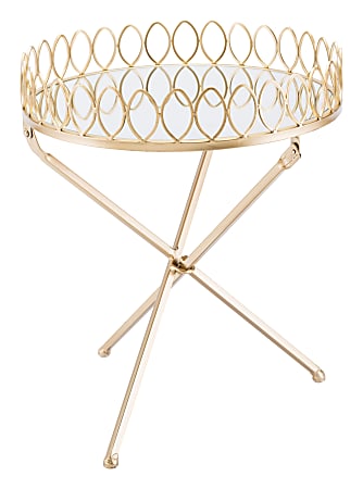 Zuo Modern Tray Table, Round, Mirror/Gold
