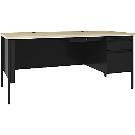 Lorell® Fortress 69"W Right-Pedestal Teacher's Computer Desk, Black Maple