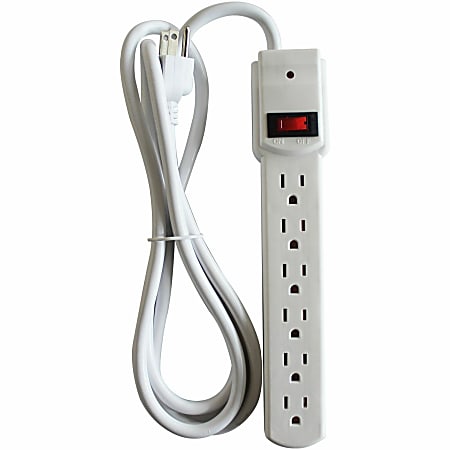 Compucessory 6-Outlet Strip Office Surge Protector - 6 x AC Power - 1080 J - 125 V AC Input - 125 V AC Output - 6 ft
