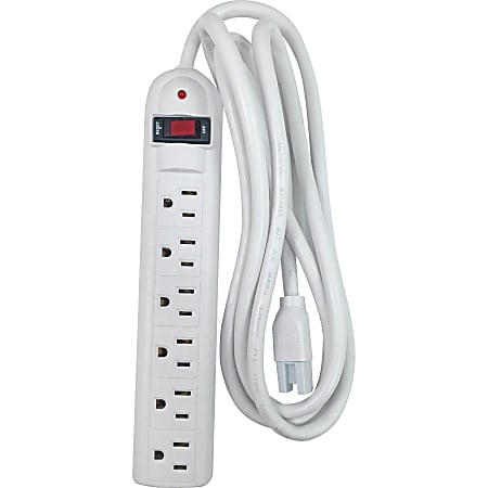 Compucessory 6-Outlet Strip Office Surge Protector - 6 x AC Power - 1080 J - 125 V AC Input - 125 V AC Output - 6 ft