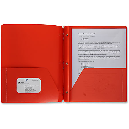 Business Source 3-Hole Punched Poly Portfolio, Letter Size, 8-1/2" x 11", Red