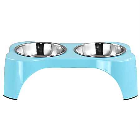 Gibson Home Bow Wow Meow 3-Piece Elevated Pet Bowl Dinner Set, Teal