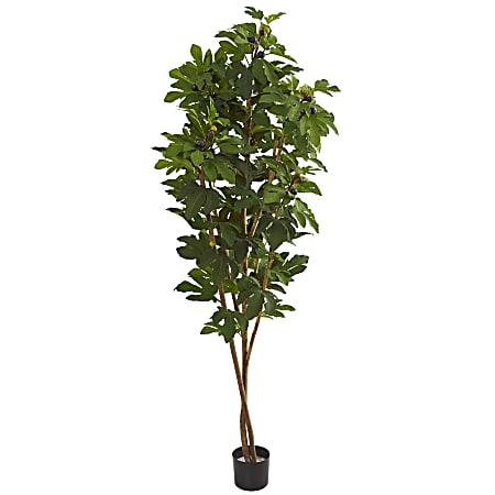 Nearly Natural Fig 81"H Artificial Tree With Pot, Green/Black
