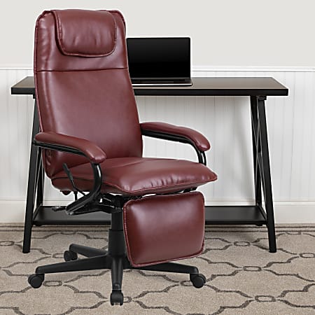 Flash Furniture Ergonomic LeatherSoft™ Faux Leather High-Back Reclining Swivel Chair, Burgundy/Black