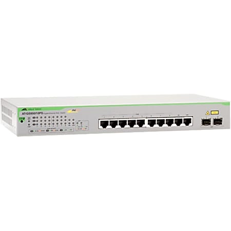 Allied Telesis 10-Port 10/100/1000T WebSmart Switch with 2 SFP Combo Ports and PoE+