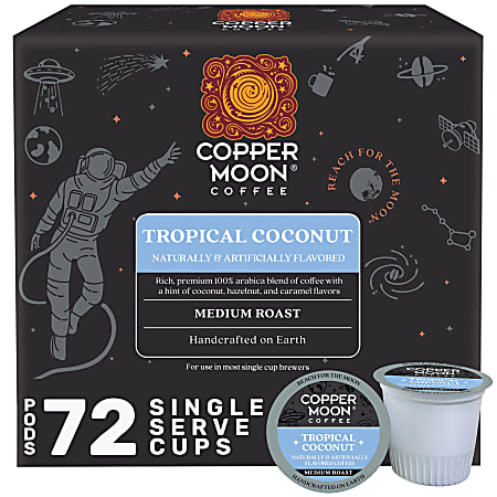 Copper Moon Single-Serve Coffee Pods for Keurig K-Cup Brewers, Medium Roast, Tropical Coconut Blend, 72 Count