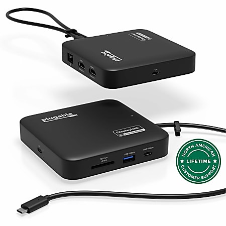 Plugable 7-in-1 USB C Docking Station Dual Monitor - Dual HDMI Dock is Compatible with Mac and Windows - USBC6950PDZ