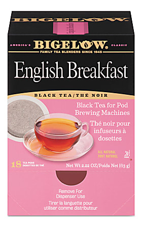 Bigelow® English Breakfast Tea Single-Serve Pods, 1.9 Oz, Box Of 18