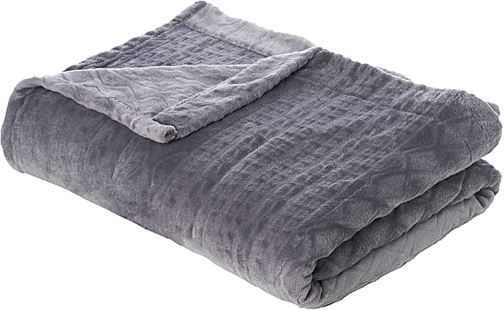 Pure Enrichment PureRelief Radiance Deluxe Heated Blanket, Full Size, Charcoal Gray