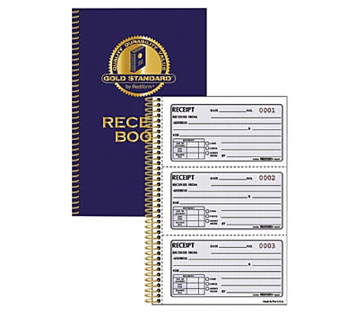 Rediform® Gold Standard Receipt Book, 2-Part, Carbonless, 5 1/2" x 8 1/2", 225 Sheets