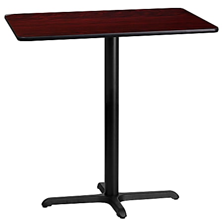 Flash Furniture Laminate Rectangular Table Top With Bar-Height Table Base, 43-1/8"H x 24"W x 42"D, Mahogany/Black