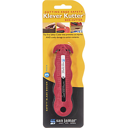 San Jamar Disposable Carton Opener - Stainless Steel Blade - Contoured Grip, Disposable, Dual Blade, Dishwasher Safe - Red - 0.2