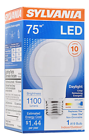 Sylvania A19 1100 Lumens LED Bulbs, 12 Watt, 5000 Kelvin/Daylight, Pack Of  6 Bulbs