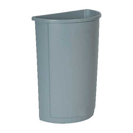 Rubbermaid® Half-Round Wastebaskets, 21 Gallons, 28 5/8" x 12", Gray