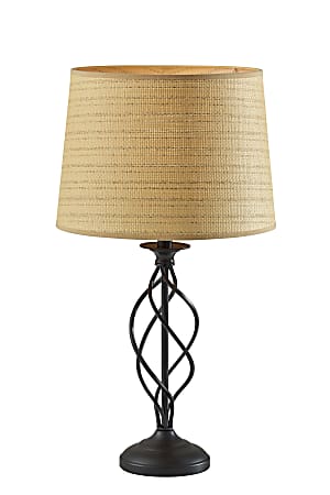 Adesso Darcy Table Lamp 26 H Natural Woven Rattan ShadeBlack Base Office Depot