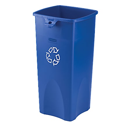 Rubbermaid® Square Recycling Container, Blue/White