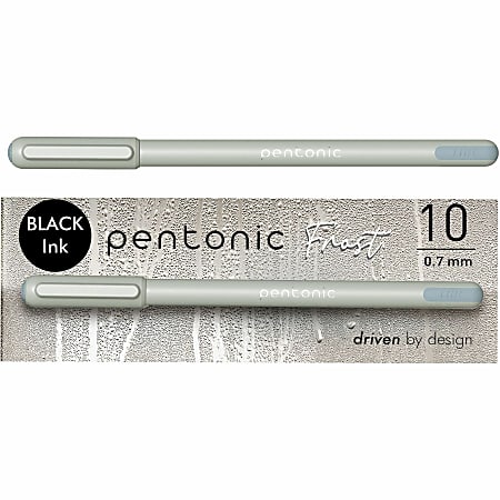 Pentonic Frosted Barrel Ballpoint Pens - 0.7 mm Fine Pen Point - Black Ink - Frost, Gray Barrel - 10 / Box