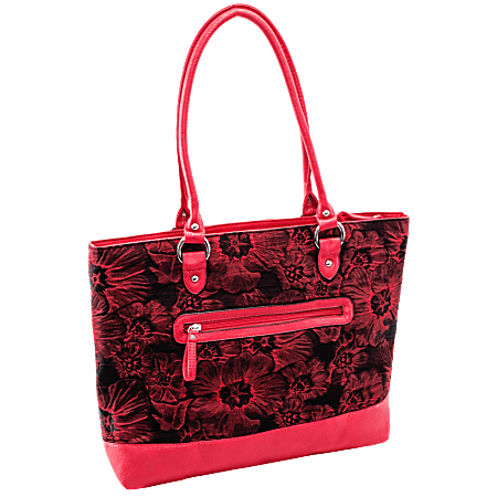 Parinda® Aaryn Quilted Fabric Tote With Faux-Leather Trim, Red Floral