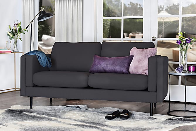 Elle D cor Simone Double Track Arm Sofa OnyxEspresso Office Depot