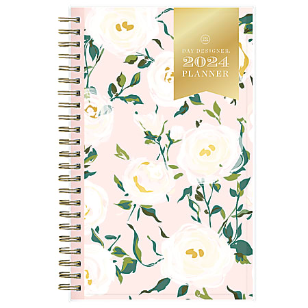 2024 Day Designer Weekly/Monthly Planning Calendar, 5" x 8", Coming Up Roses Blush, January To December 2024 , 140094