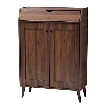 Baxton Studio Cormier 2-Door Entryway Shoe Storage Cabinet, Walnut