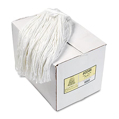 Boardwalk® Cut-End Wet Mop Heads, 24 Oz, White, Pack Of 12 Mop Heads
