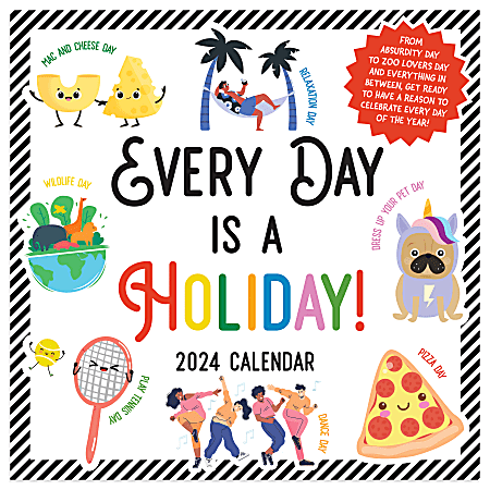 2024 TF Publishing Art & Design Monthly Mini Wall Calendar, 7" x 7", Every Day Is A Holiday, January To December 2024 