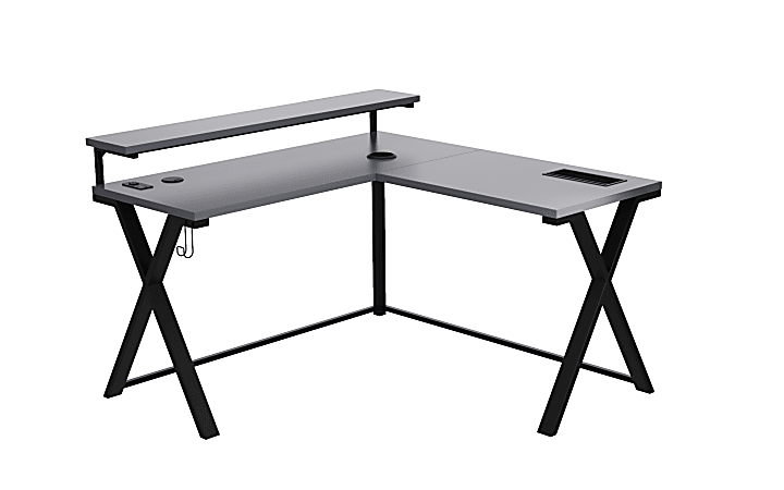 Z-Line Designs Performance 1.4 54"W L-Shaped Gaming/Work Computer Desk, Gray/Black