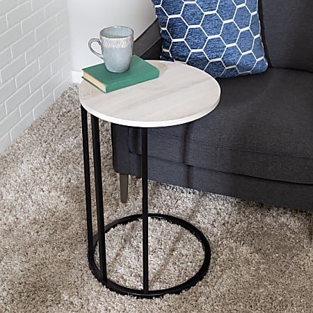 Honey Can Do Round C End Table, 24”H x 15-3/4”W x 15-3/4”D, Natural