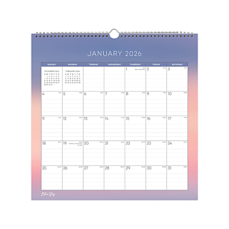 2026 Blue Sky Monthly Wall Calendar, 12” x 12”, Desert Sunset, January To December, 155926