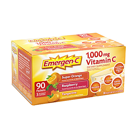 Emergen-C Vitamin C Dietary Supplement Drink Mix, Variety, Case Of 90 Packs