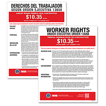 ComplyRight™ Federal Contractor Minimum Wage Poster, Bilingual, 11" x 17"
