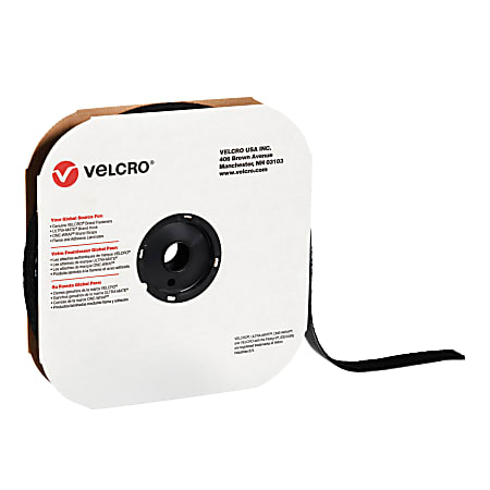 VELCRO® Brand Individual Self Stick Tape, Hook, 1" x 75', Black