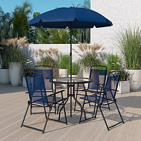 Flash Furniture Nantucket 6 Piece Patio Garden Set Navy