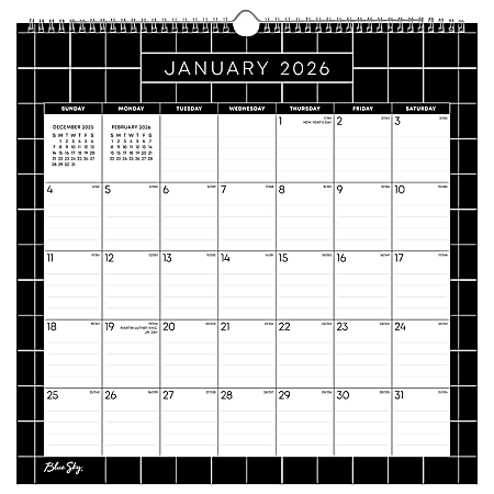 2026 Blue Sky Monthly Wall Calendar, 12” x 12”, Matrix, January To December, 155928