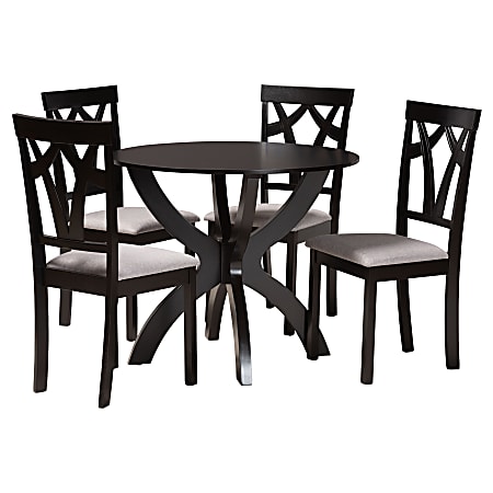 Baxton Studio Rasa 5-Piece Dining Set, Gray/Dark Brown