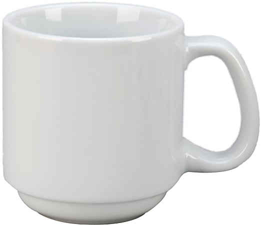 Hoffman Vertex Argyle Stackable Porcelain Summit Mugs, 10 Oz, White, Pack Of 36 Mugs