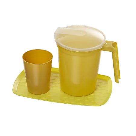 Medline Water Tumbler & Pitcher Sets With Tray, Gold, Pack Of 12