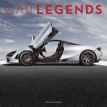 2024 Graphique Monthly Wall Calendar, 12" x 12", Car Legends, January to December 2024 , CY86624