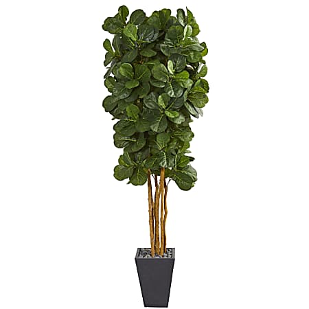 Nearly Natural Fiddle Leaf 90”H Artificial Tree With Planter, 90”H x 30”W x 30”D, Green