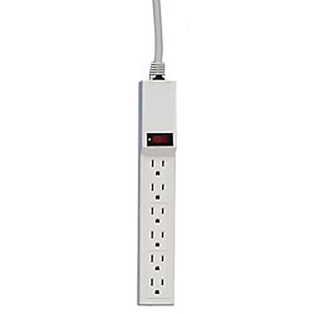 Compucessory 6-Outlet Power Strip, 6&#x27; Cord, Gray