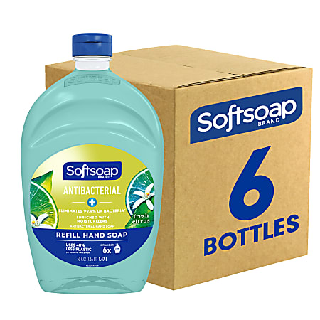 Softsoap Antibacterial Liquid Hand Soap Refill, Fresh Citrus, 50 Oz, Green, Carton Of 6 Refills