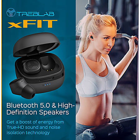TREBLAB xFit True Wireless Earbuds of 2020 Bluetooth 5.0 Premium Earbuds IPX6 Waterproof Sport Earbuds for Running and Workout Stereo Wireless