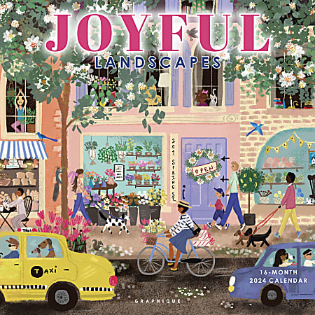 2024 Graphique Monthly Wall Calendar, 12" x 12", Joyful Landscapes, January to December 2024 , CY06024