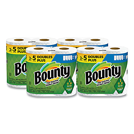 Bounty® Select-a-Size Kitchen Roll Paper Towels, 2-Ply, White, 6 x 11, 113 Sheets/Roll, 2 Double Plus Rolls/Pack, 4 Packs/Carton